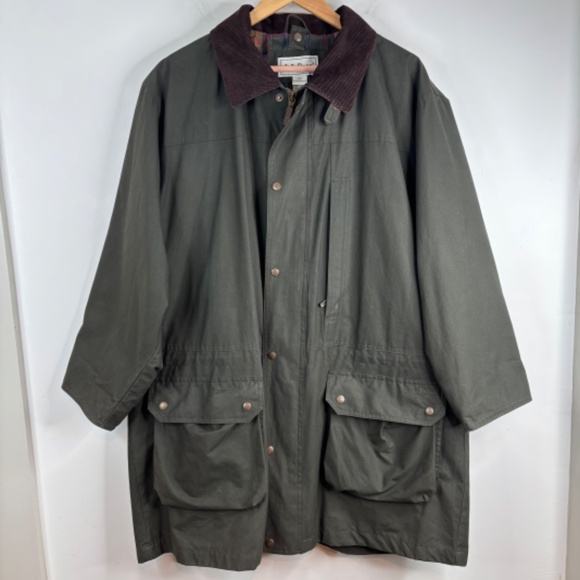 VTG LL Bean Chore Coat Mens XLT Green Flannel Lined Barn Field Jacket Corduroy - Picture 4 of 16